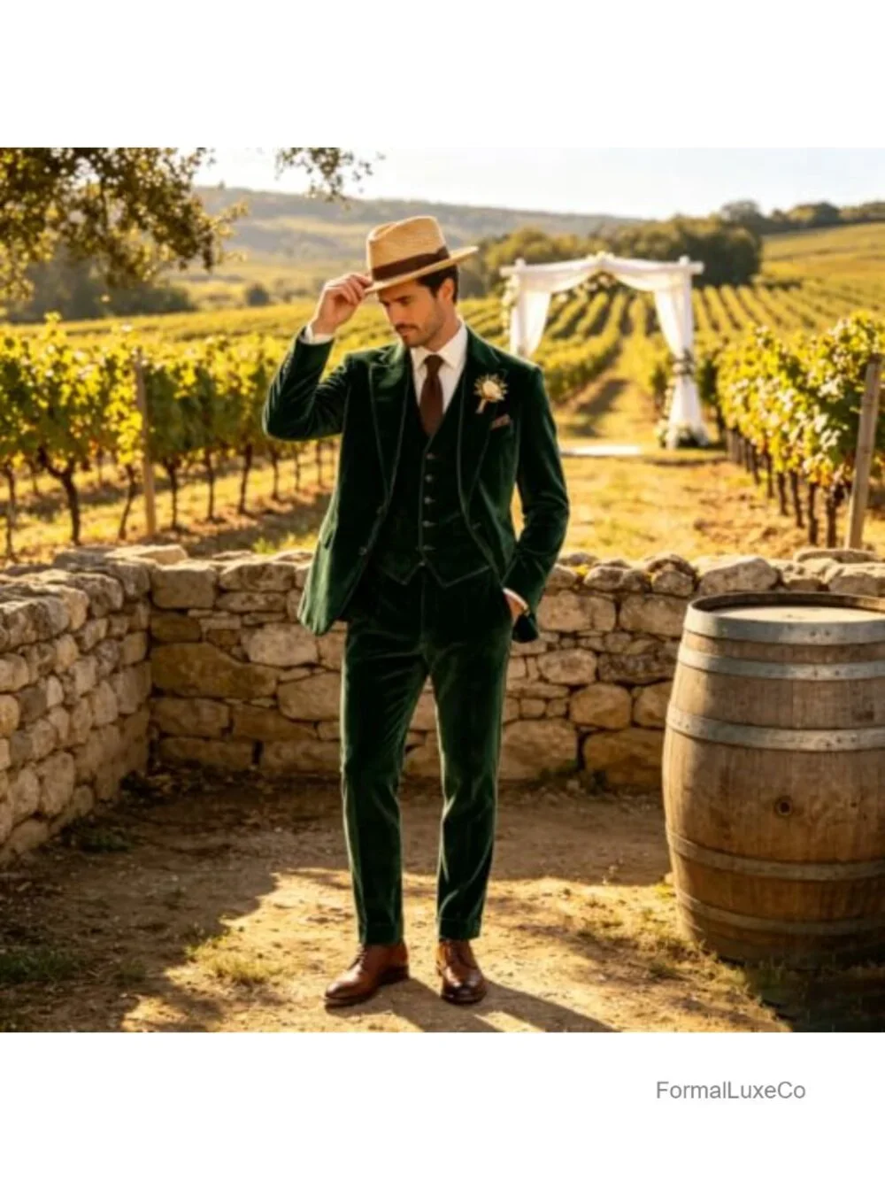 Men's Velvet 3-Piece Slim Fit Suit Set | Blazer Vest Pant | Wedding Prom Tuxedo